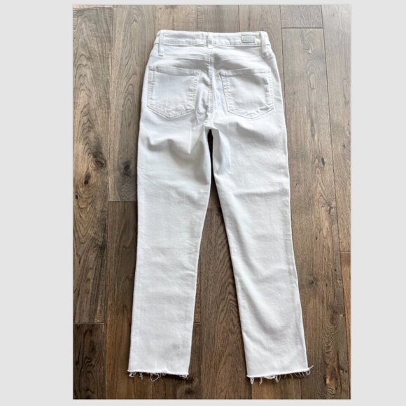 Paige Hoxton High Rise Slim Crop Jeans White Size 26 Raw Hem Stretch Denim - Picture 4 of 7